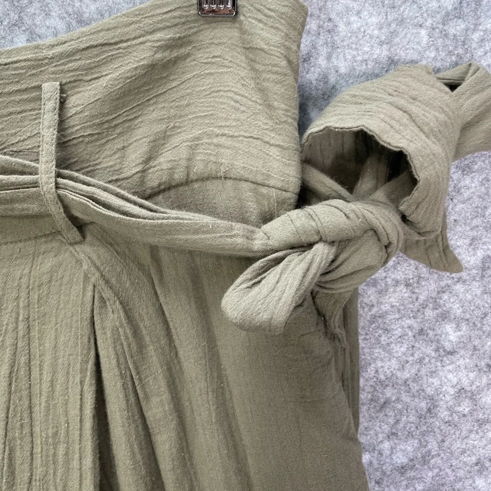 Sugar Lips Jaelyn High Waist Wide Leg Cropped Pants size Small Olive Green - Picture 4 of 12